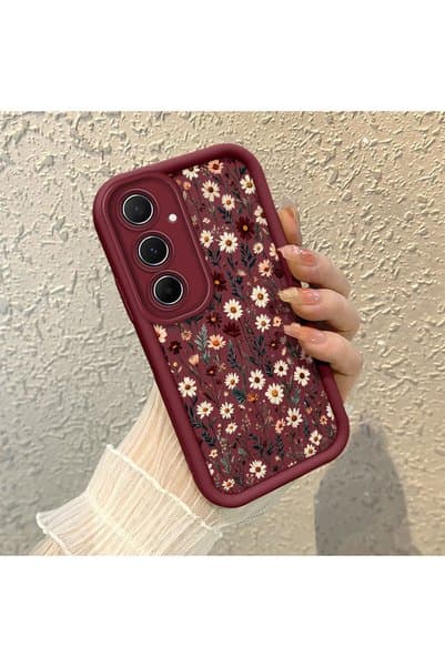 SLIMFELT Samsung Galaxy A55 Uyumlu Yüksek Kaliteli Retro Çiçek Desenli Silikon Telefon Kılıfı
