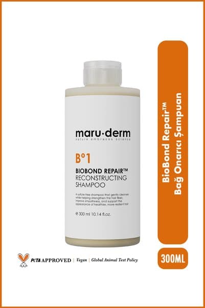 Maru.Derm BioBond Repair™ Bağ Onarıcı Şampuan – Bağ Güçlendirici ve Yenileyici Saç Bakım Şampuanı 300 ML