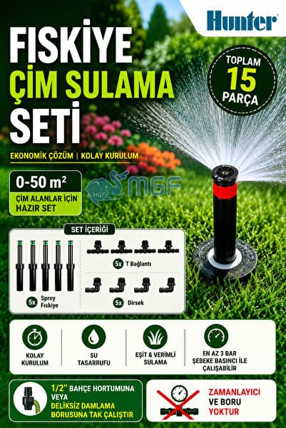 Genel Markalar 5 X Hunter Çim Sulama Sprey Fıskiye Kısa Gövde (7cm) Psu-02 10-a (3 Mt Yarıçap ) Ve Ek Parçaları