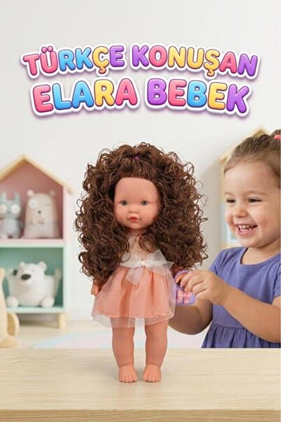 Tıfıl Toys Kumral Elara Türkçe Konuşan 35cm Kafası Kolları ve Bacakları Et Gövdesi Sert Plastik Oyuncak Bebek