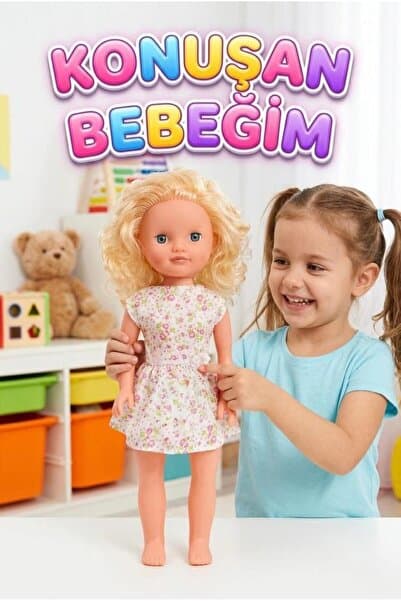 Tıfıl Toys Alya Türkçe Konuşan Etkileşimli Eğitici Oyuncak Bebek – 40 cm Kafası ve Kolları Et Bebek