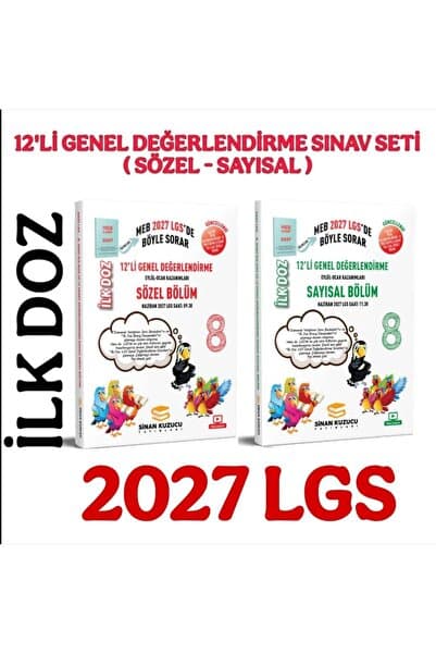SİNAN KUZUCU YAYINLARI 2027 LGS 8. Sınıf İlk Doz 12'li Genel Değerlendirme Sınav Seti ( SAYISAL + SÖZEL ) ( 1. DÖNEM )
