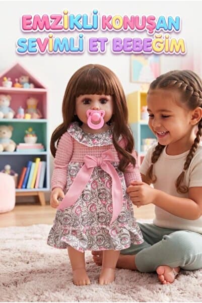 Tıfıl Toys Emzikli Sevimli %100 Et Bebek - 50 cm Konuşan Gerçekçi Oyun Arkadaşı İnteraktif Eğitici Oyuncak