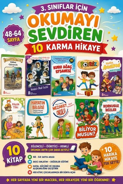 Ata Yayıncılık 3. Sınıf Okumayı Sevdiren 48-64 Sayfalık 10 lu Karma Hikaye Seti