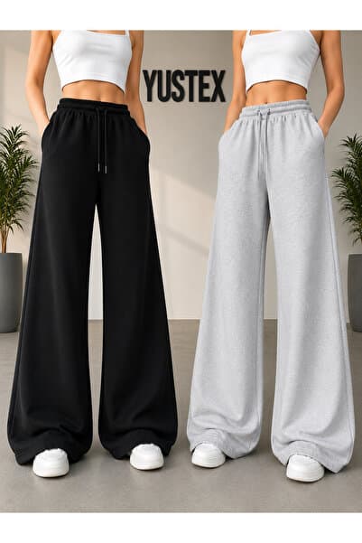 yx yustex sport 2'li KADIN BOL PAÇA EŞOFMAN OVERSİZE KALIP (SİYAH ve GRİ) 2 ADET EŞOFMAN GELMEKTEDİR