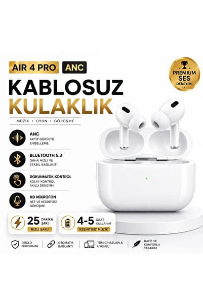 Winesso Air 4 Pro ANC Bluetooth 5.3 Kablosuz Kulaklık Dokunmatik Mikrofonlu iPhone Android Uyumlu