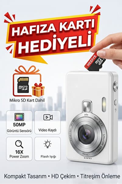 FaroxTech Retro Kamera | Nostaljik | 16X Zoom | Video - Fotoğraf Çekimi | Hafıza Kartı Hediyeli !