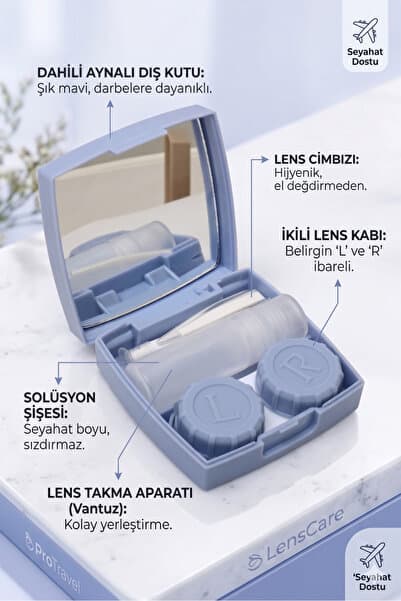 Singularis Mavi Aynalı Lens Kutusu - 5 Parça Set