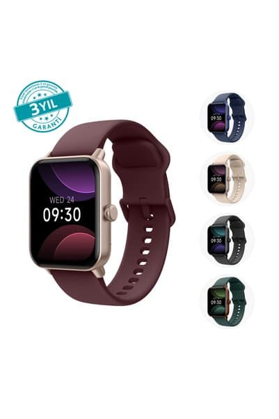 Ttec Tempus 44 mm, Dikdörtgen Kasa, IOS ve Android Uyumlu, 22mm Değiştirilebilir Kordonlu, Akıllı Saat Yakut Kırmızısı 2S13WV3