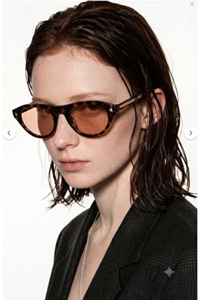 MissBella Eyewear - SOLAR leopar Kemik çerçeveli Nude camlı güneş gözlüğü