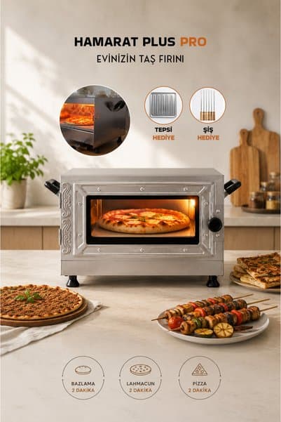 Tifer Hamarat Plus PRO Elektrikli Çift Rezistanslı Taş Fırın Bazlama, Pizza, Pide ve Lahmacun Fırını