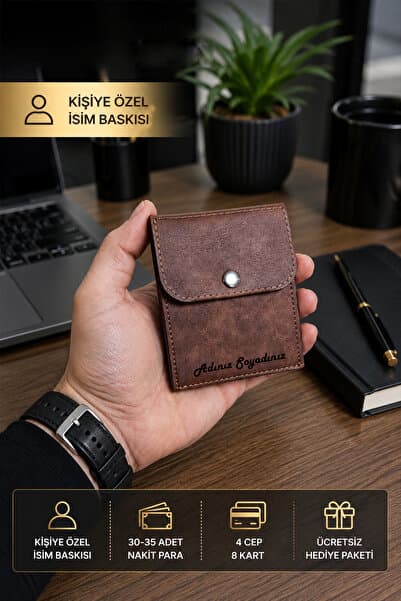 Morika Hotel & Home Textile Kişiselleştirilebilir Özel Tasarım Süet Suni Deri Erkek/Kadın Unisex Cüzdan - Kahve
