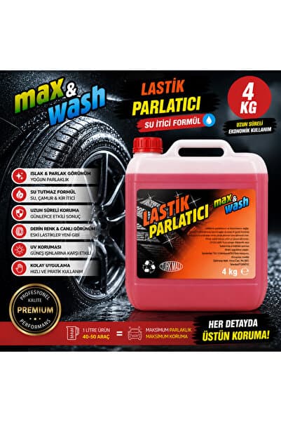 Max&Wash 4 KG Lastik Parlatıcı | Profesyonel Lastik Parlatma ve Bakım Ürünü | Uzun Süre Kalıcı Parlaklık | Direk Kullanım