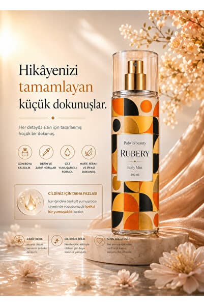 Pufwin Beauty RUBERY Body Mist 200 ml Gün Boyu Kalıcı Kadın Vücut Spreyi