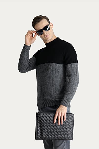 Kiğılı Bisiklet Yaka Slim Fit Dar Kesim Desenli Triko Kazak