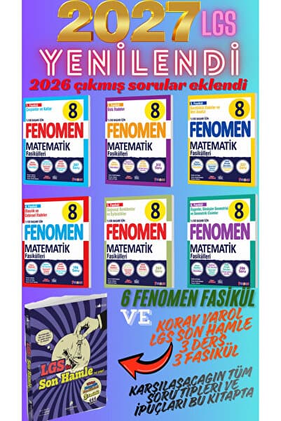Fenomen Yayıncılık 2026 2027 LGS 8. sınıf Fenomen Matematik Fasikülleri FASİKÜL SET- KVA lgs SON HAMLE 3 FASİKÜL 3 DERS -Yeni güncel son baskı