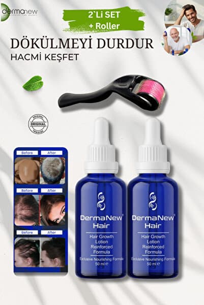 dermanew hair Saç Bakım Serumu Gürleştirici Güçlendirici Serumu Saç bakım yağı - Saç Çıkartıcı Serum - / 2 Adet+Roller