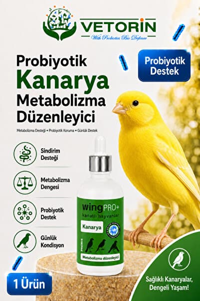 VETORİN Probiyotikli Kanarya Sindirim Sistemi Desteği & Metabolizma Düzenleyici 100 ml Wing Pro+ Kanatlı Hayvanlar