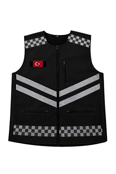 ACR Giyim Tekstil Forma Baskı Motorcu yeleği - Siyah - Reflektör