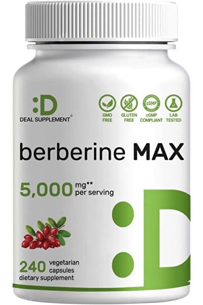 DEAL SUPPLEMENT Berberine 5000 mg 240 Veggie Kapsül Usa Menşeii DaphneLabs