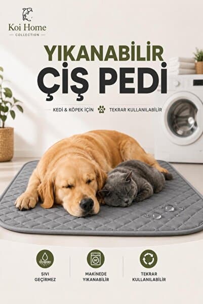 Koi Home Yıkanabilir GRİ Kopitoneli sıvı geçirmez kedi /köpek çiş pedi - Pet Training Pad