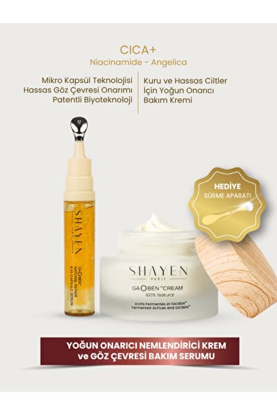 Shayen Paris GAOBEN™ Éclat Essentiel Duo %100 Doğal Fermente Patentli Formül Göz Kapsül Serumu + Yüz Kremi, Kuru Cilt, Nemlendirici, Yaşlanma, Morluk ve Şişlik Karşıtı Bakım
