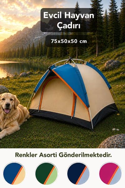 Fischer Evcil Hayvan Çadırı - Kedi Köpek Evcil Hayvan Asorti Bahce Kamp Çadırı 75x50x50