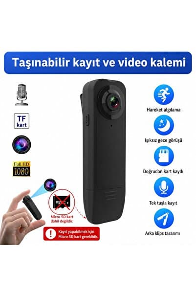 maetheus A18 Mini Yaka Kamerası 1080P Full HD Sesli Video Kaydedici Gece Görüşlü Hareket Algılamalı Taşınabilir Vücut Kamerası