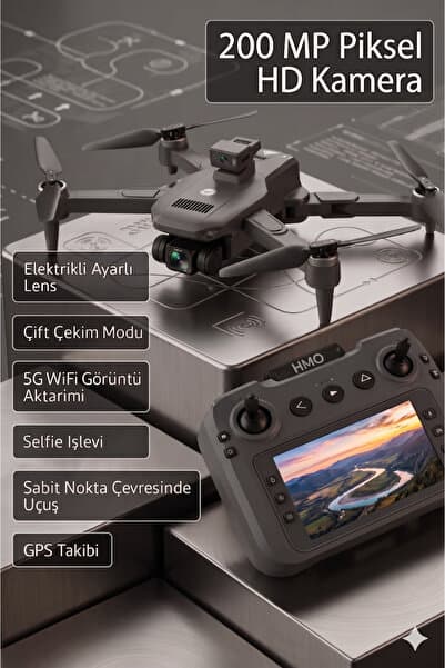 HMO Store Yeni Nesil 4K Profesyonel GPS Drone | 25 DK Uçuş Süresi | Ekranlı Kumanda | HD Canlı Görüntü