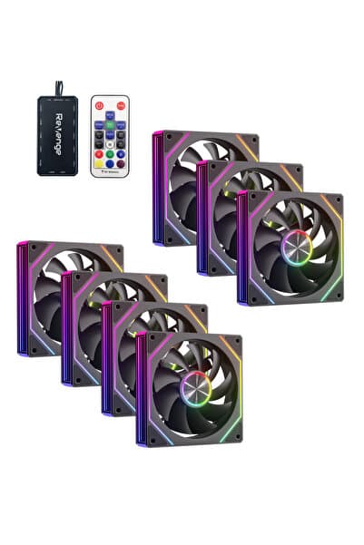 Revenge Hexagon 7in1 Kumandalı Ambiyans 12cm RGB Fan Seti Fan Kontrolör Dahil 120mm 7li Kasa Fanı