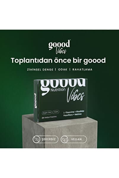 Goood Nutrition Goood Vibes Bitkisel Sakinleştirici & Odak Destek 24'lü Pastil (Şekersiz, L-Theanine & Magnezyum)