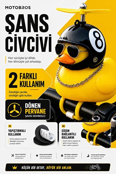 Motobros Motosiklet Bisiklet Aksesuar Motorcu Şans Civcivi Gidona Takılan Ve Yapışabilen Civciv Süs Sarı