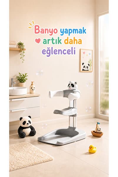 HYPER GROUP Pandalı Çocuk Banyo Taburesi Ayarlanabilir Tutma Destekli Kaymaz Tabanlı Duş Oturağı