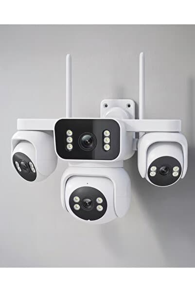 SECUZİ 8MP Akıllı Wi-Fi Güvenlik Kamerası (2+2+2+2) 1 PTZ , 2 Manuel , 1 Sabit Kamera / Çift Yön Ses / Renk