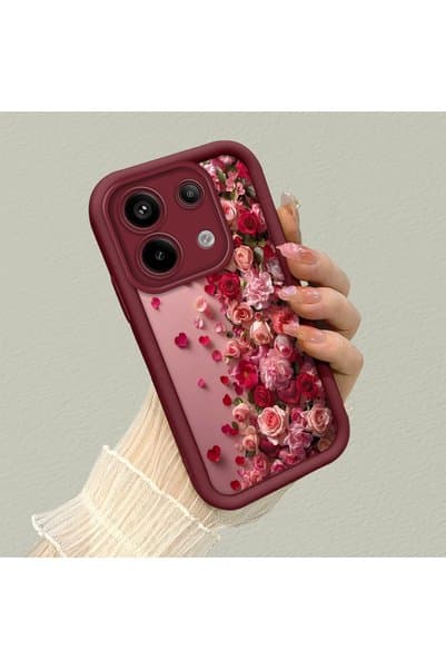 SLIMFELT Redmi Note 13 Pro 5G Uyumlu Yüksek Kaliteli Çiçek Desenli, Düşmeye Dayanıklı Silikon Kılıf