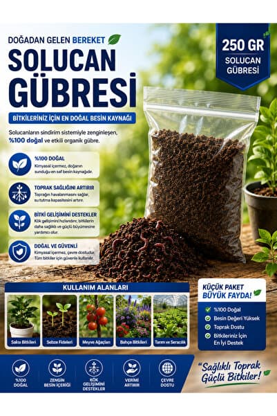 rrm tedarik solucan gübresi bahçe bitki ofis çiçekleri için 250 gr ( 25 litre sıvı gübre ) yapım ve direk kullanım için