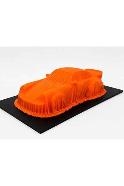 BerSeLey Studio Porsche 911 Turbo RWB Esintili Örtülü Otomobil Biblosu Turuncu Masaüstü Dekoratif Model