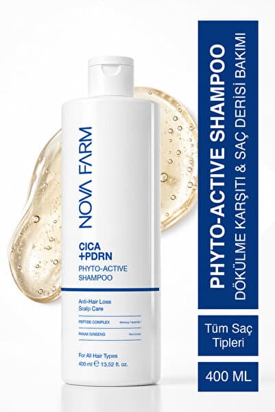 Nova Farm Peptide Complex & Ginseng Özlü Saç Dökülmesine Karşı Phyto-Active Arındırıcı Şampuan 400 ml