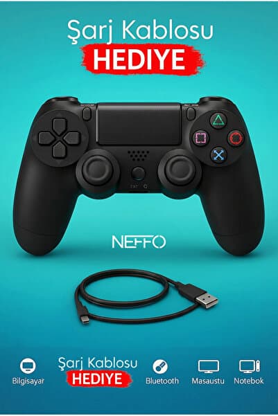 NEFFO Ps4 Joystick Tablet Telefon Pc Uyumlu Titreşimli Oyun Kolu 1 Adet - Şarj Kablo Hediyeli