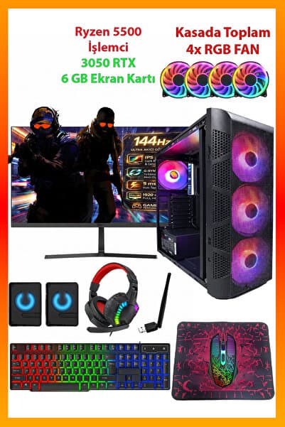 COMLOJI GA Full-Perf Gaming v2 Ryzen 5 5500 + RTX 3050 + 16GB DDR4 RAM 512GB M.2 NVMe SSD Full Set Oyun Bilgisayarı