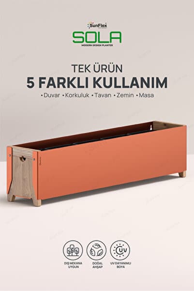 Sunflex Sola 80 cm Duvar Çiçekliği Metal ve Ahşap