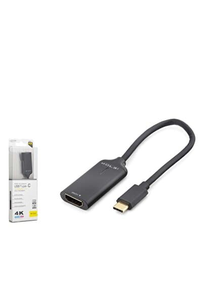HADRON iETOP HDX7898 Type-C to HDMI Görüntü Dönüştürücü 4K 30 Hz 20 cm Siyah