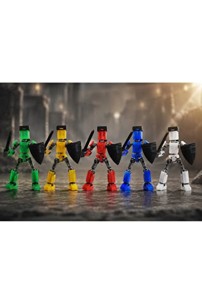 tinylab 3d Dummy13 Mini Savaşçı Seti – 5 Renk Seçeneği | Hareketli Eklemli 3D Baskı Figür (Kılıç & Kalkan Dahil)