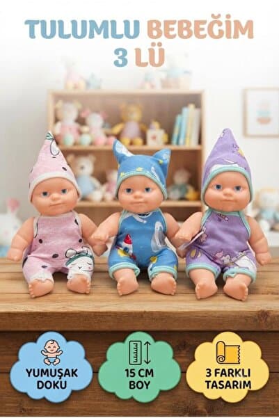 Tıfıl Toys Et Bebek 15 cm : Desenli Tulum ve Uyumlu Şapka ile 3lü Eğlenceli Eğitici oyun Set