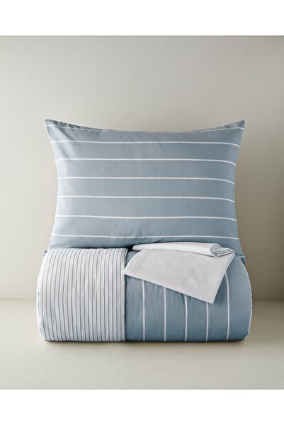 English Home Timeless Line Kolay Ütülenir Çarşaflı Tek Kişilik Nevresim Takımı 160x220 cm Açık Mavi