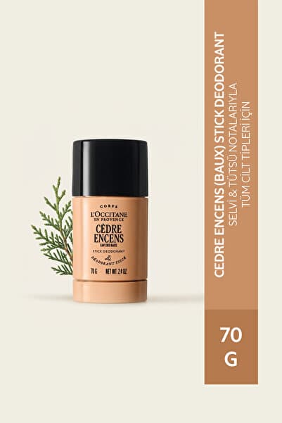 L'Occitane Cedre Encens (Baux) Stick Deodorant, Unisex, Selvi ve Tütsü Notaları, 70 g