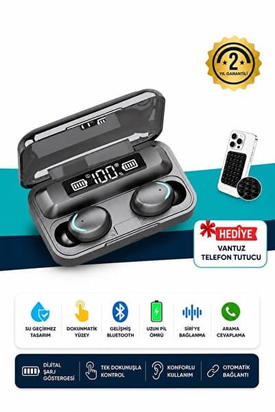 Lionix Bluetooth Kulaklık Kulakiçi Powerbanklı Çift Mikrofonlu Dokunmatik Kablosuz Earbuds F9 Plus