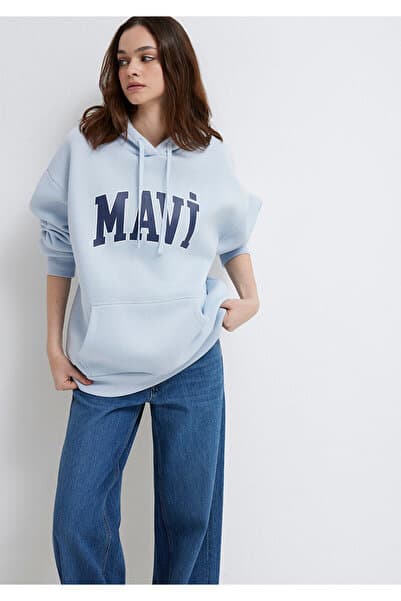 Mavi Logo Baskılı Kapüşonlu Sweatshirt 1600361-70717