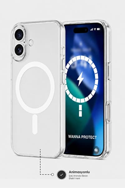 WANNA PROTECT iPhone 17 (IC) ANİMASYONLU MagSafe Destekli Şeffaf Sert Mika İnce Fit Telefon Kılıfı