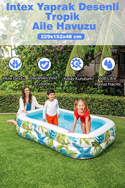 Brother Toys Intex Yaprak Desenli Şeffaf Havuz Aile Havuzu 229x152x48 Cm